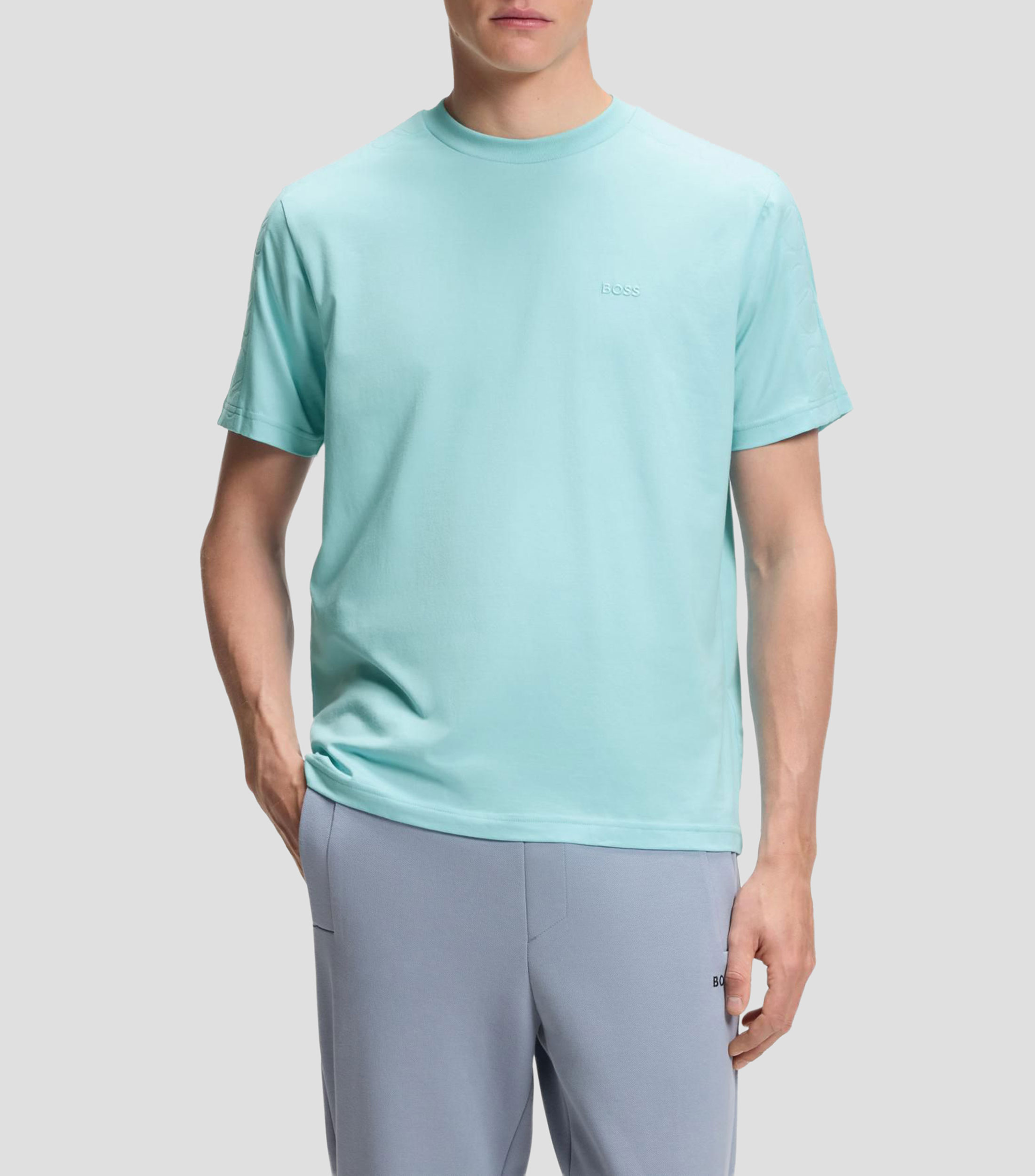 Playera de algodón elástico con cinta de jacquard Hombre